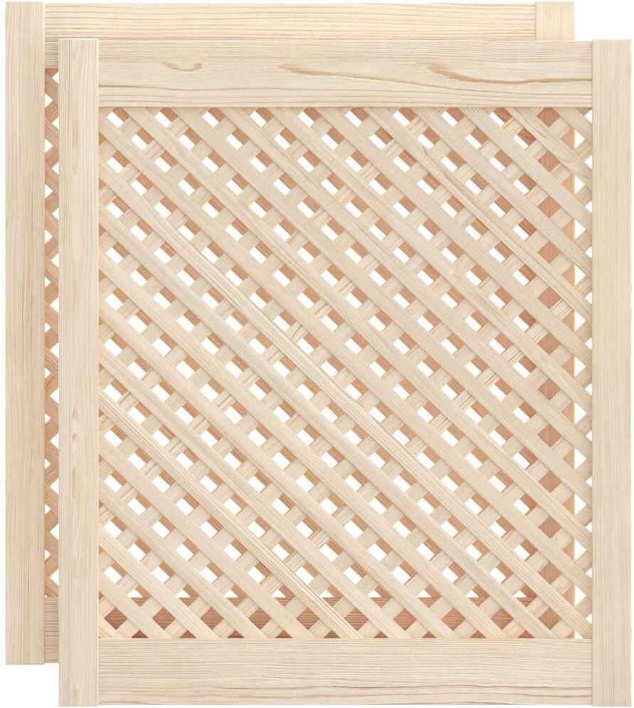 vidaXL Portes d'armoires en treillis 2 pcs 59,5x69 cm pin massif