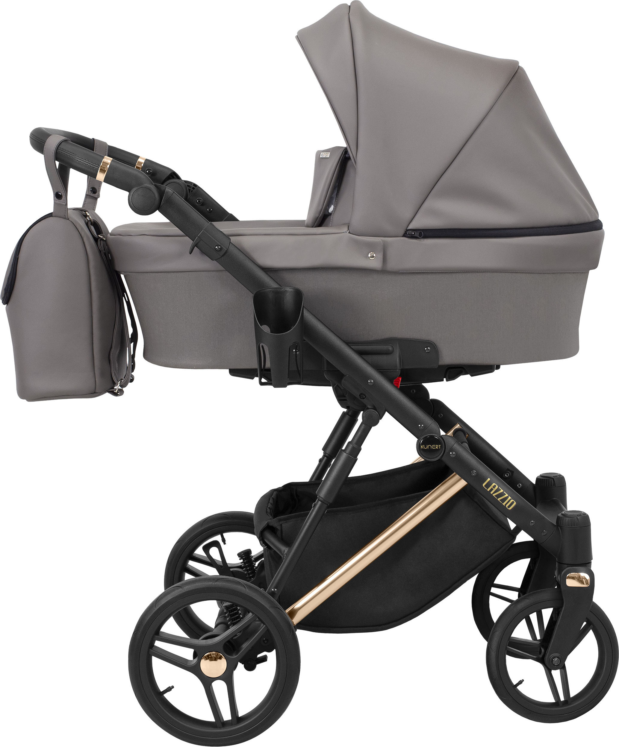 Kinderwagen LAZZIO PREMIUM Babywagen Babyschale Kinder Wagen Set 1 in 1 (Graphit + eco, Rahmenfarbe: Kupfer)