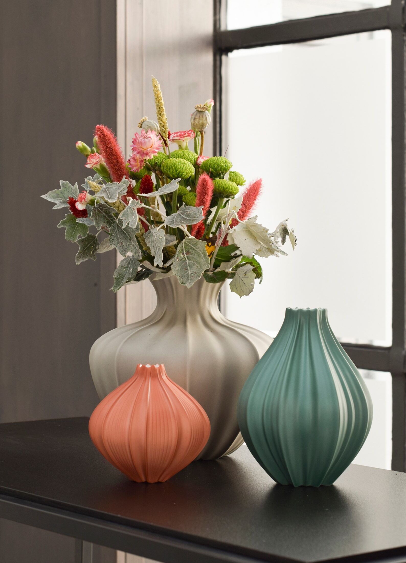 Tischvase GOEBEL "Vase Bahar", orange, B:12,5cm H:12cm T:12,5cm, Porzellan, Vasen, Tischvase