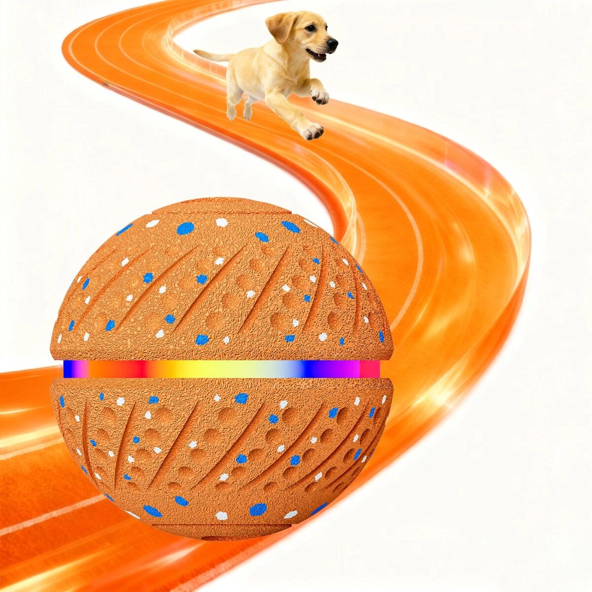 INF Intelligenter elektrischer Hundeball – interaktives, bewegungsaktiviertes Spielzeug mit Schlafmodus, Type-C-Ladung und 60 Orange