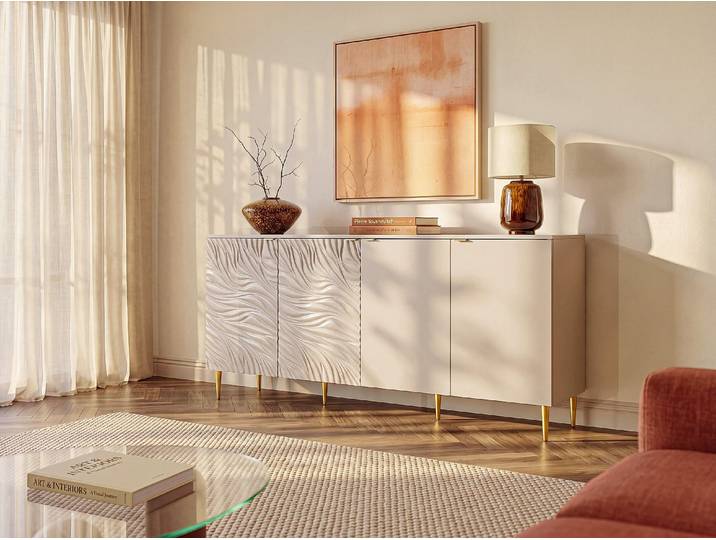 Sideboard mit 4 Türen - Beige und Gold - RINAREL