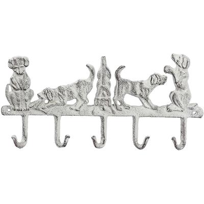 Garderobenhaken AMBIENTE HAUS "Welpen Haken aus Gusseisen", weiß (weiß, braun, grau), B:36cm H:17cm T:3cm, Gusseisen, Garderobenhalter, Garderobenhaken