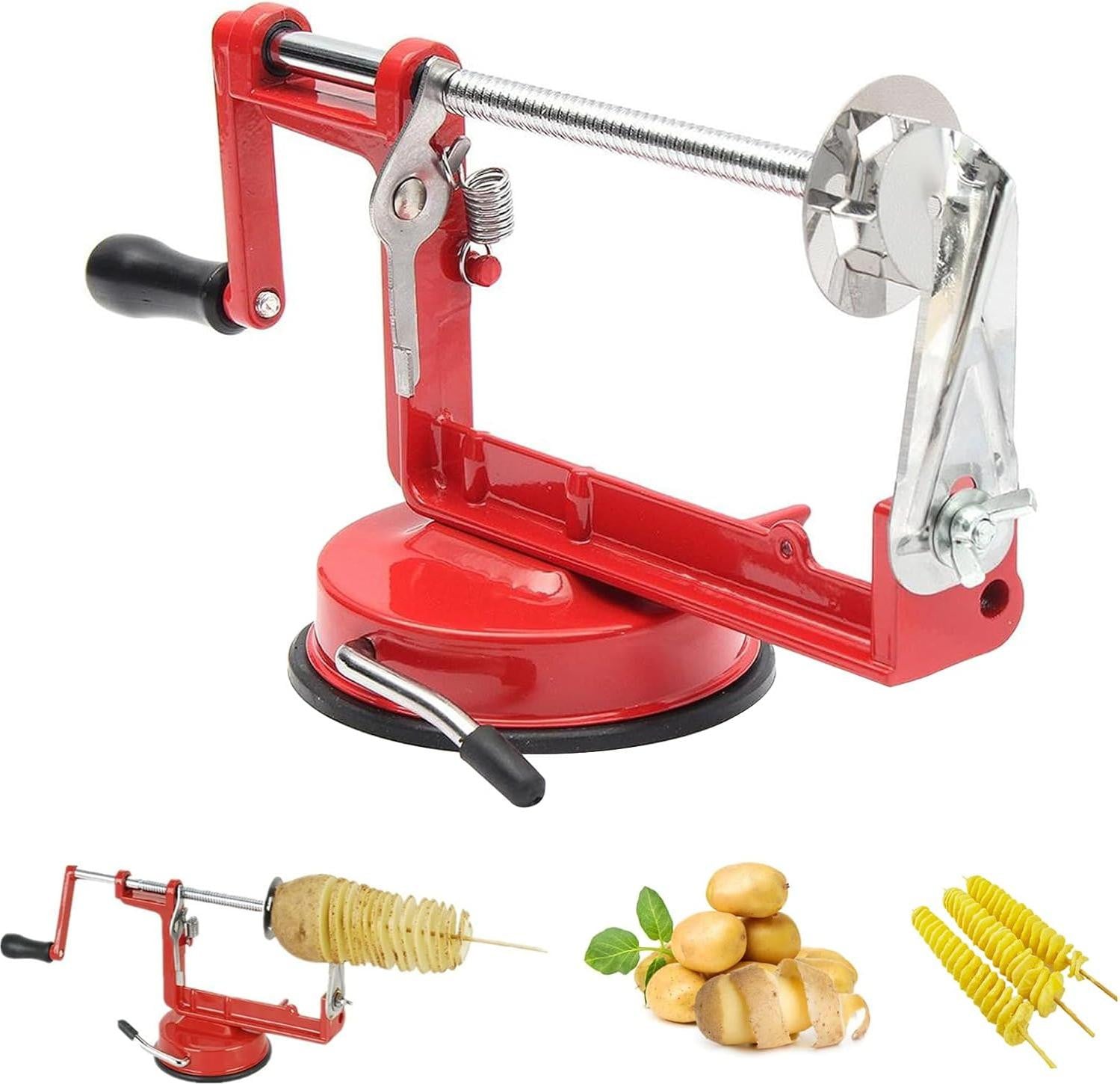 Aardappelsnijder Twister Mandoline in Rood met Aluminium en Antislipbasis