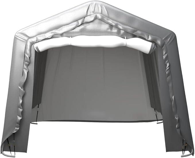 Lagerzelt UV-beständig Industriezelt Zelthalle Weidezelt Zelt Zeltgarage Foliengarage Unterstand Lagerhalle Stahl Grau (300 x 300 x 240 cm)