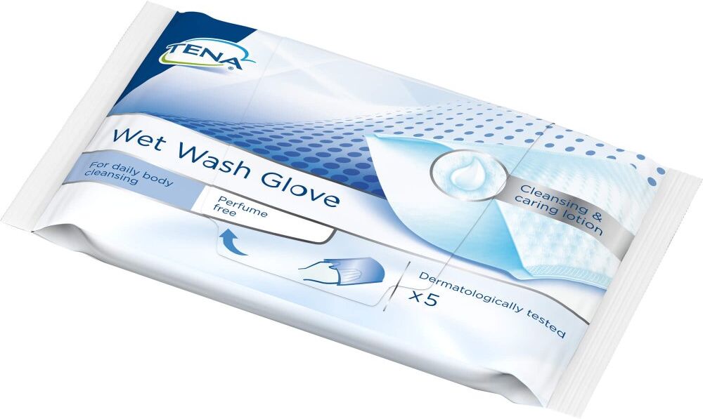 Tena Wet Wash Glove parfümfrei 15x23 cm blau 5stk
