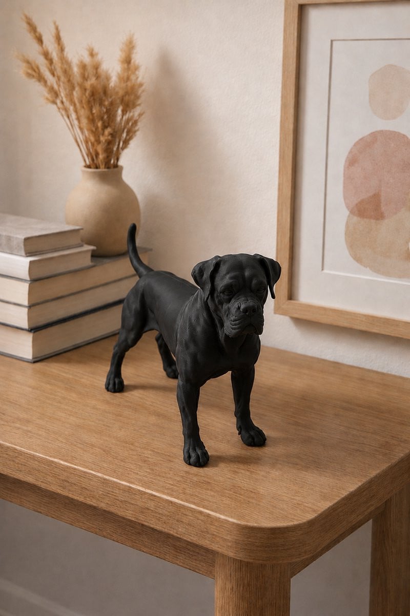 Cane Corso Hondenbeeld – Decoratief 3D-geprint Beeldje in het Zwart