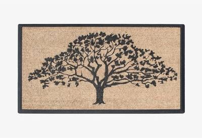 A1 Home Collections Flocked Hand-Crafted Rubber Coir Life of Tree Double Door Durable Doormat