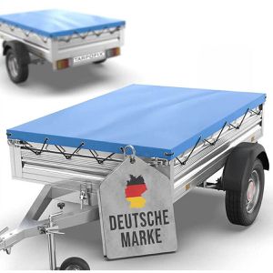 Tarpofix Anhänger-Plane FP4, wasserdichte Flachplane, mit Planenseil, UV-beständig, blau, 257,5 x 134,5 cm
