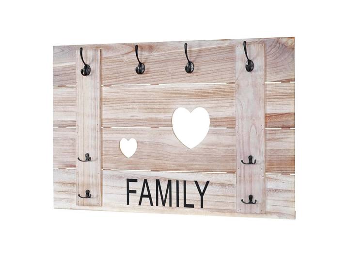 Jamb Wandgarderobe Family Shabby-Look Beige, Holz, 90x60x3 cm, Garderobe, Garderobenpaneele