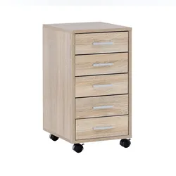 KADIMA DESIGN Rollcontainer Sonoma 33 x 63 x 38 cm Holz Schubladenschrank Schreibtisch, Büro Schrank mit 5 Schubladen, Container Rollschrank klein Standcontainer