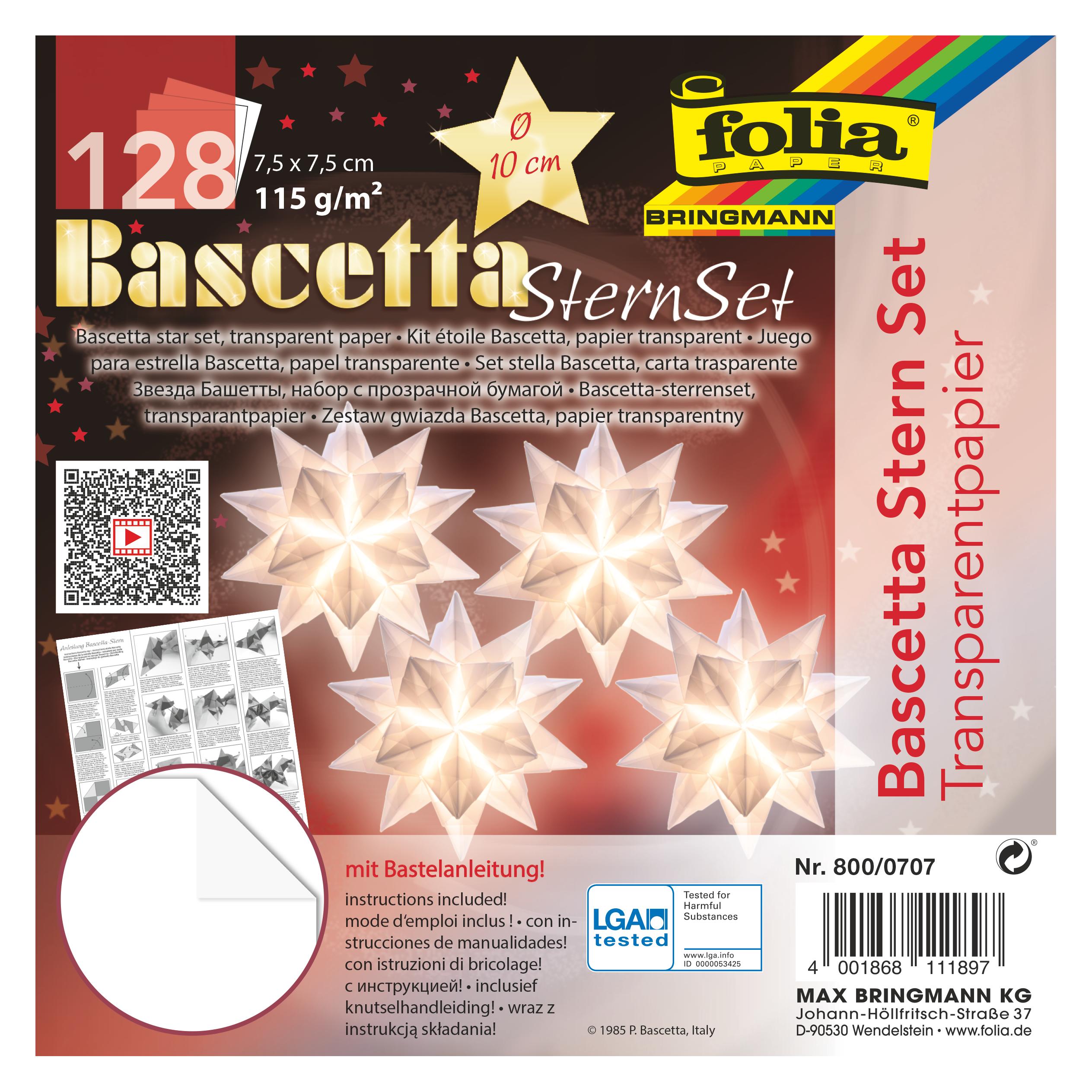 Folia Faltblätter Bascetta-Stern Mini weiss (115 g/m², 1x) (800/0707)