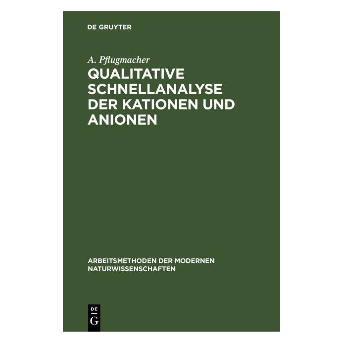 De Gruyter Pflugmacher:Qualitative Schnellanalyse (Deutsch, Hardcover, A Pflugmacher, A. Pflugmacher) (49075158)