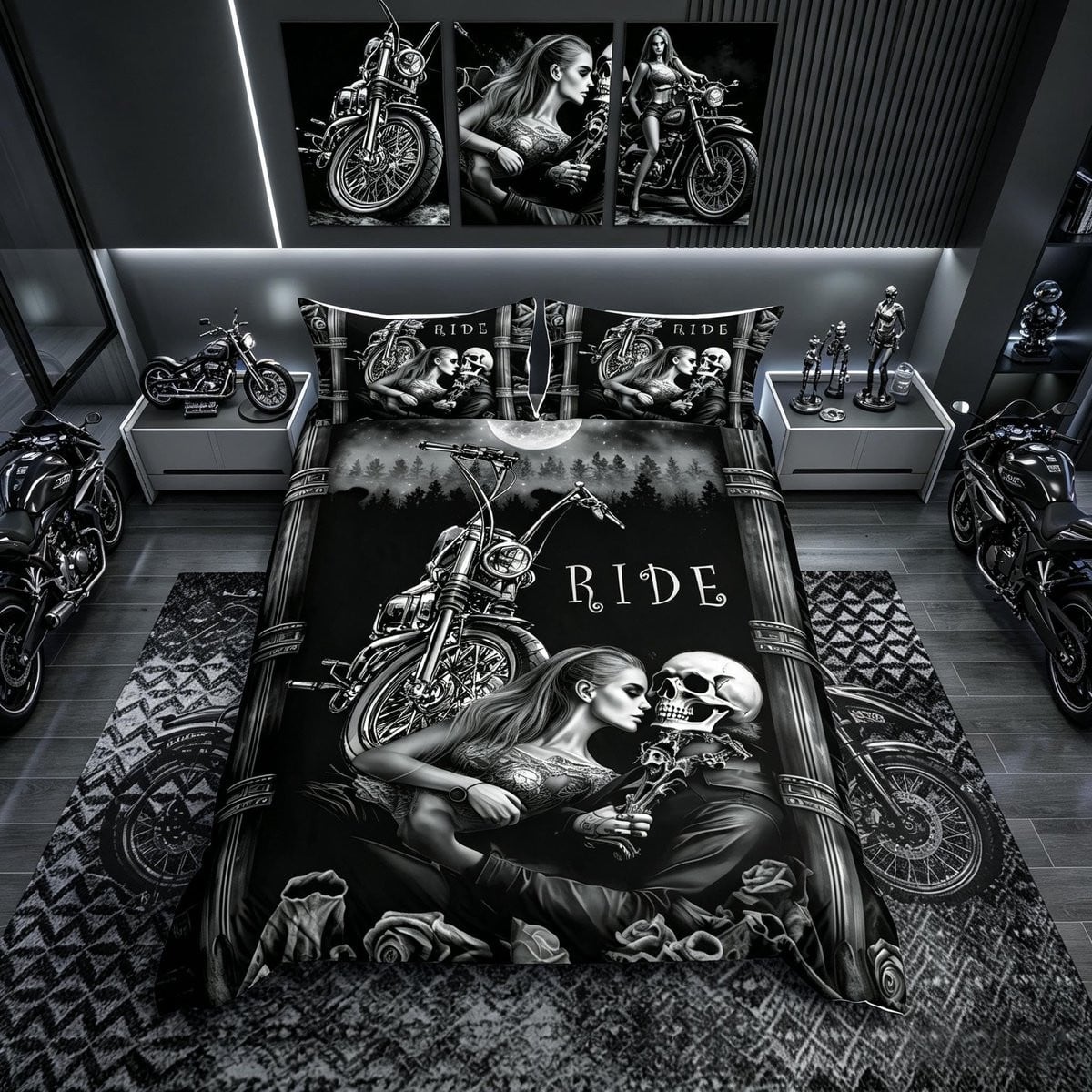 Solidchoice Totenkopf Bedlinnen Set met 3D Print voor Volwassenen, 240 x 220 cm