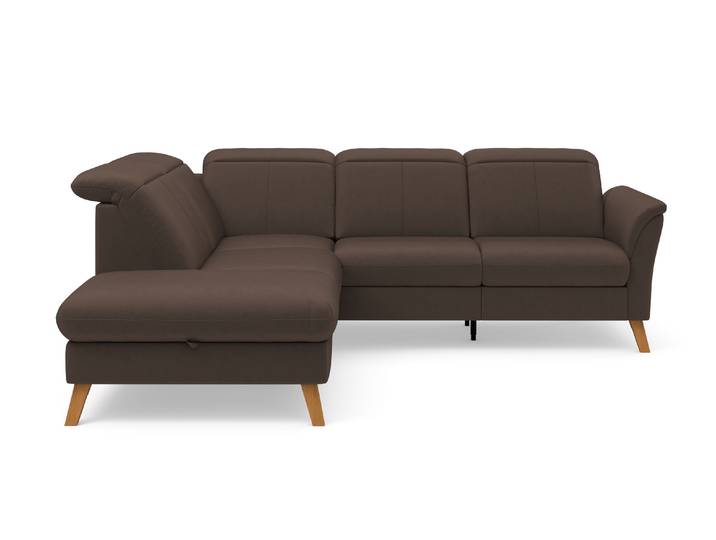 Ecksofa, Luxus-Microfaser, Dunkelbraun, 250×220 cm, Mit Stauraum & TV-Funktion, Sit & More