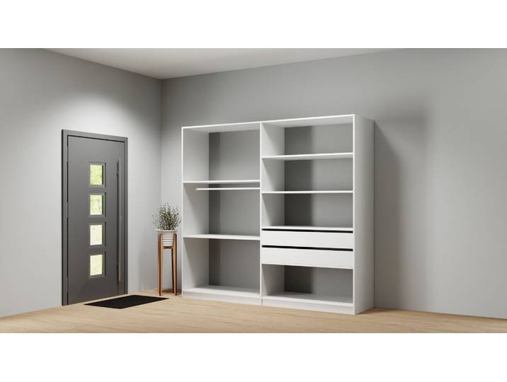 Armoire dressing ouverte sur mesure Pickawood Mélaminé premium Blanc gris