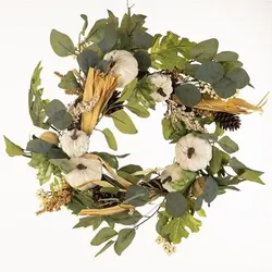 LUMIDA Casa LED-Dekokranz Herbst-Blumen 5h-Timerfunktion Ø 55cm