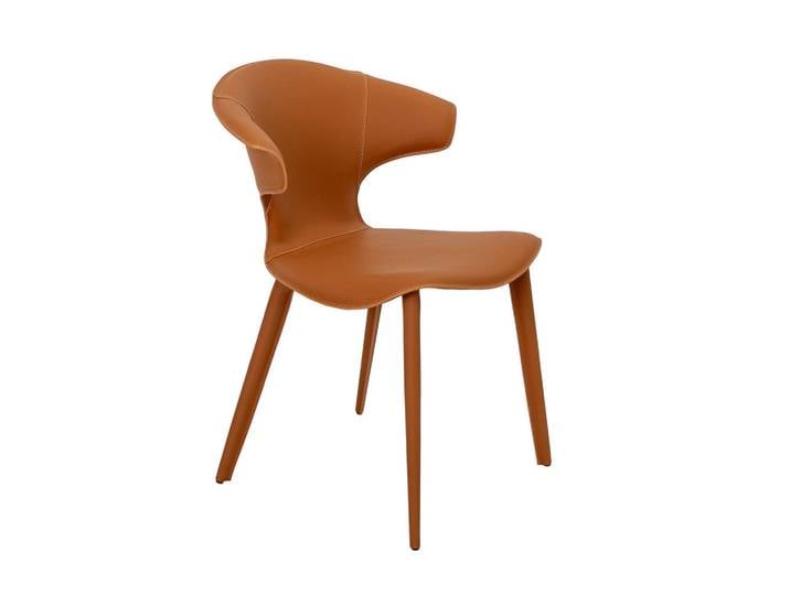 Angel Cerda Stuhl Stuhl aus orangefarbenem regeneriertem Leder 60/57/77 cm, Orange, Metall, Mode, Füllung: Polyurethan (PUR),Polyurethan (PUR),Polyurethan (Pur), Quadratisch,Freiform, konisch, 60x77x57 cm, Esszimmer, Stühle