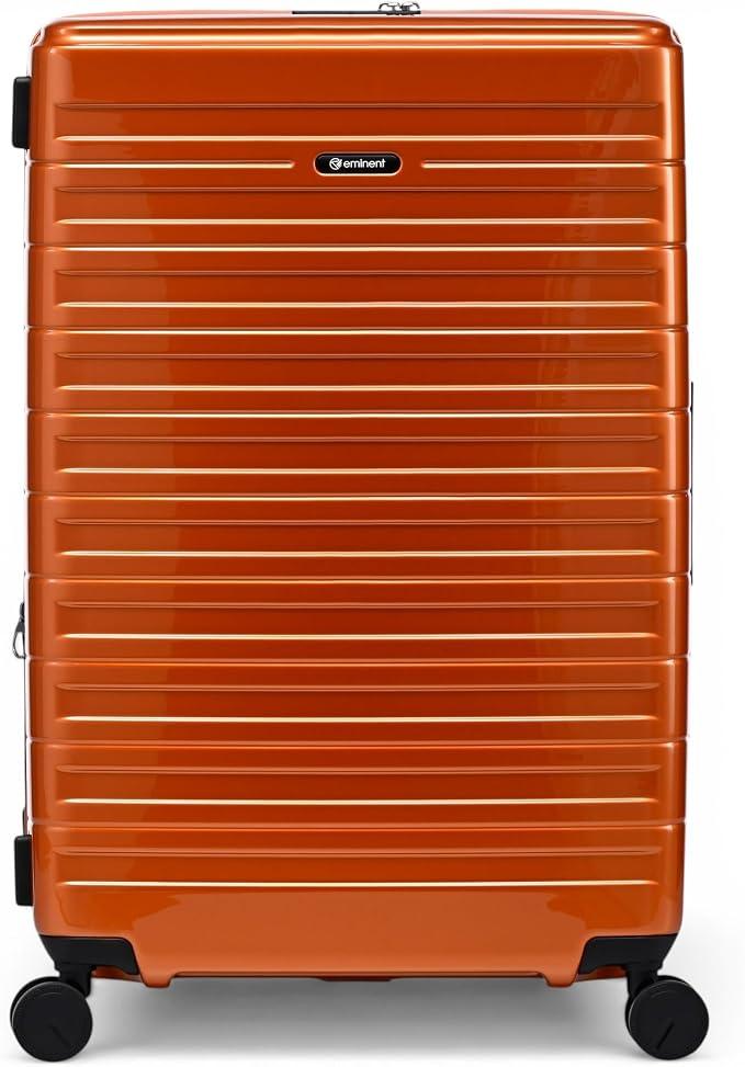 Voyager Koffer Groß 77x51x30 cm, Erweiterbar, Hartschalenkoffer, 4 Rollen, Leicht, TSA Schloss, 158 cm Gurtmaß, 4,4 kg, 112L, Trolley Reisekoffer Rollkoffer Aufgabegepäck Orange