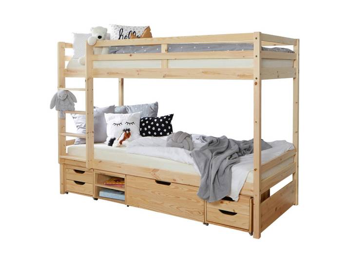 Livetastic Etagenbett, Kieferfarben, Holz, Kiefer, massiv, 90x200 cm, für Rollrost geeignet, Babymöbel & Kindermöbel, Kinderzimmer & Jugendzimmer, Stockbetten
