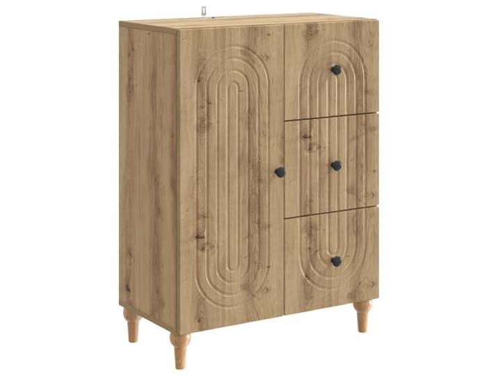 TEKGHUT Sideboard Artisan-Eiche 66 x 34,5 x 90 cm Holzwerkstoff Schlichtes rechteckiges Design,feiner Streifenrand,praktische Regale,90° Pendeltüren,vielseitig einsetzbar