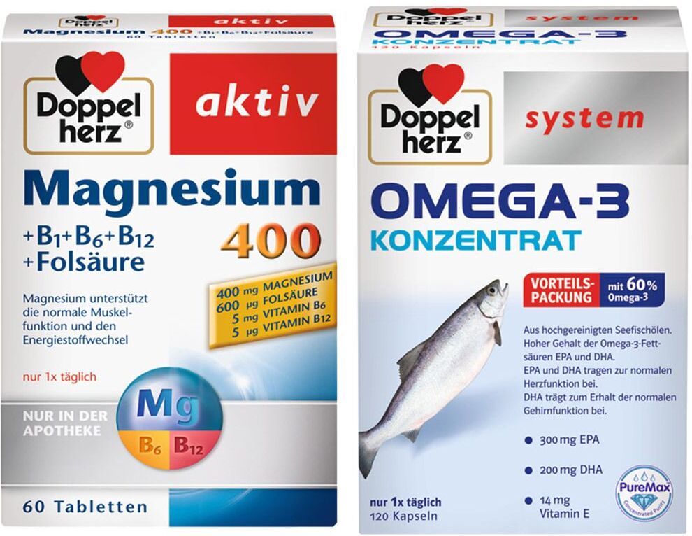 Doppelherz® system Doppelherz® Omega-3 Konzentrat + aktiv Magnesium 400 1 St Set