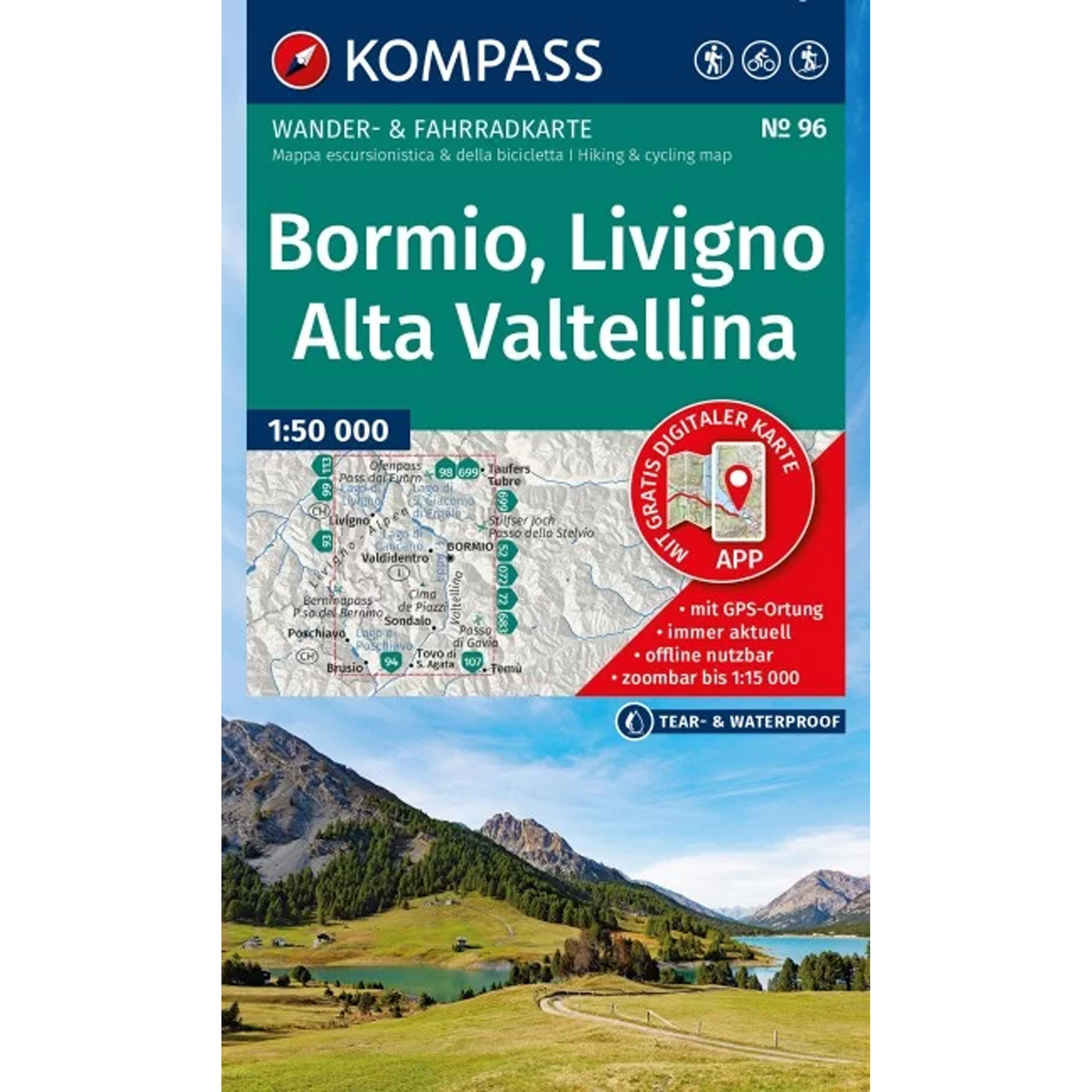 Kompass Verlag WK 96 Bormio - Livigno - Valtellina Topografische Karten 2. Aufl. 2026