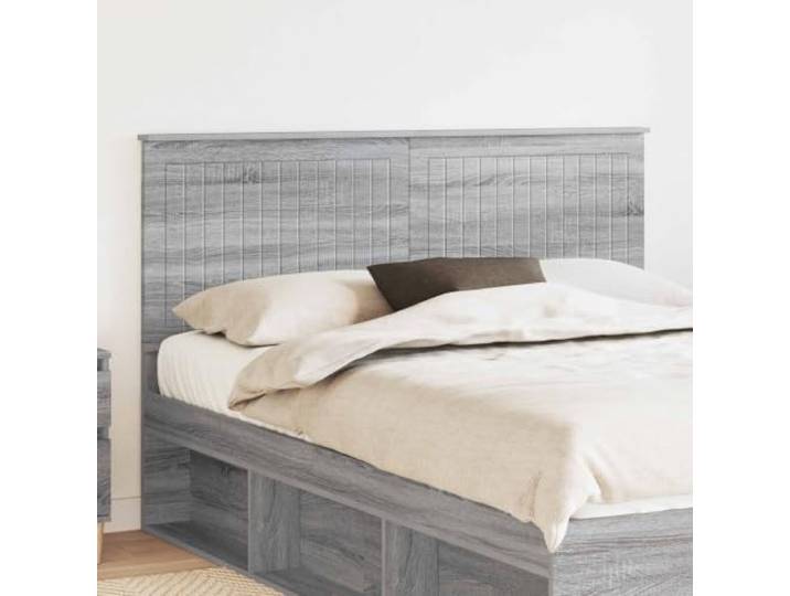 Moderne Kopfteil grau sonoma 150 cm aus Holzwerkstoff, einfaches rechteckiges Design, einfache Reinigung mit trockenem Tuch, solide Rückenstütze zum Lesen, Montage in