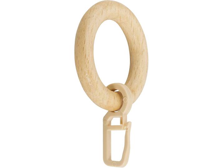 Gardinenring GARESA Holzring mit Haken Gr. 1, beige (natur), Ø:20cm, Gardinenbefestigungen, Gardinenring, für Durchmesser bis 20mm, einfache Montage