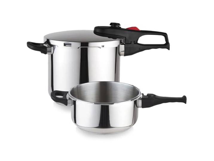 Magefesa Practika Plus – Schnellkochtopf 4 + 6L, Edelstahl 18/10, Drucksensor, Induktion, Energiesparend, Gesundes Kochen, Sicherer Verschluss