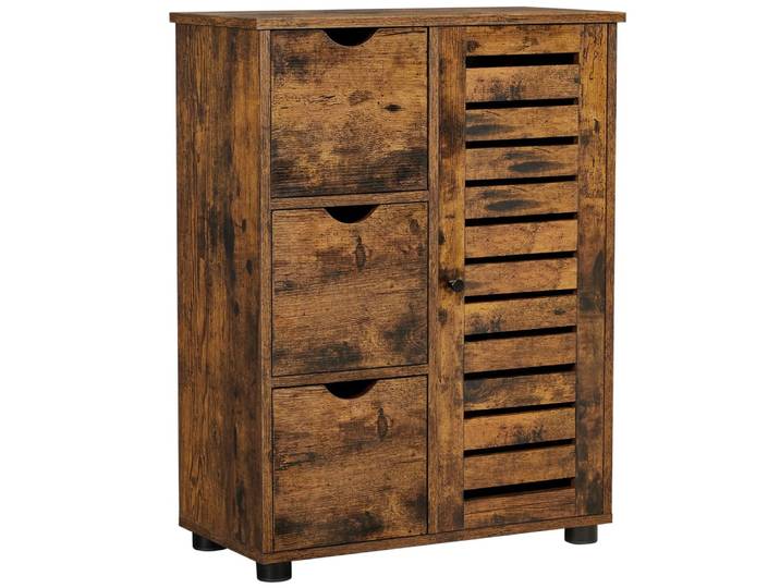 Buffet de salle de bain avec 3 et 1 porte à persiennes marron