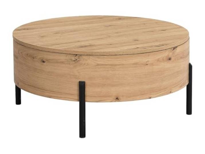 Vente-unique - Couchtisch Yemelia - Holz Naturfarben Hell 80 cmx80 cm Drehbare Platte Integrierter Stauraum