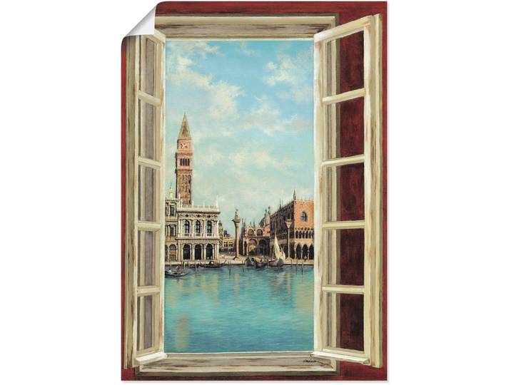 Wandbild ARTLAND Fenster mit Blick auf Venedig , beige (farbe bild(er): naturfarben), B:50cm H:70cm, Bilder, Wandbild, als Leinwandbild, Poster in verschied. Grössen