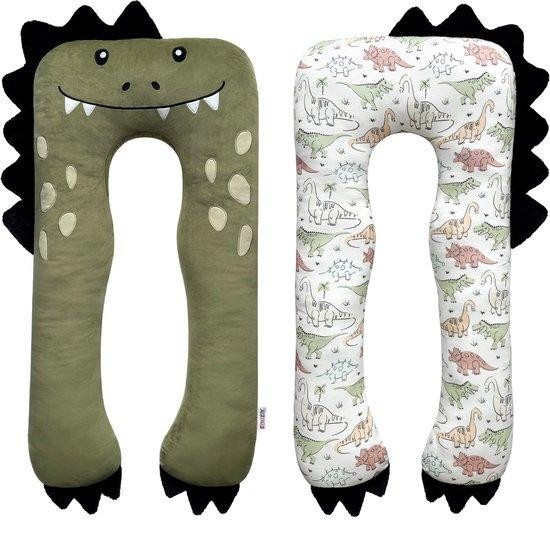 Unyqoos Knuffel-dinosaurus lichaamskussen voor kinderen, zijslaapkussen en zwangerschapskussen, B/D/H: 120 x 60 cm