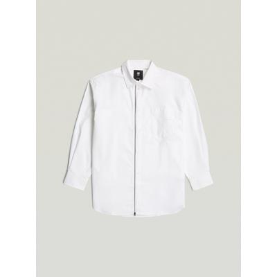 Langarmshirt G-STAR "Oversized Zip Popeline-Hemd", Damen, Gr. M, weiß, Obermaterial: 100% Baumwolle, Shirts Langarmshirt