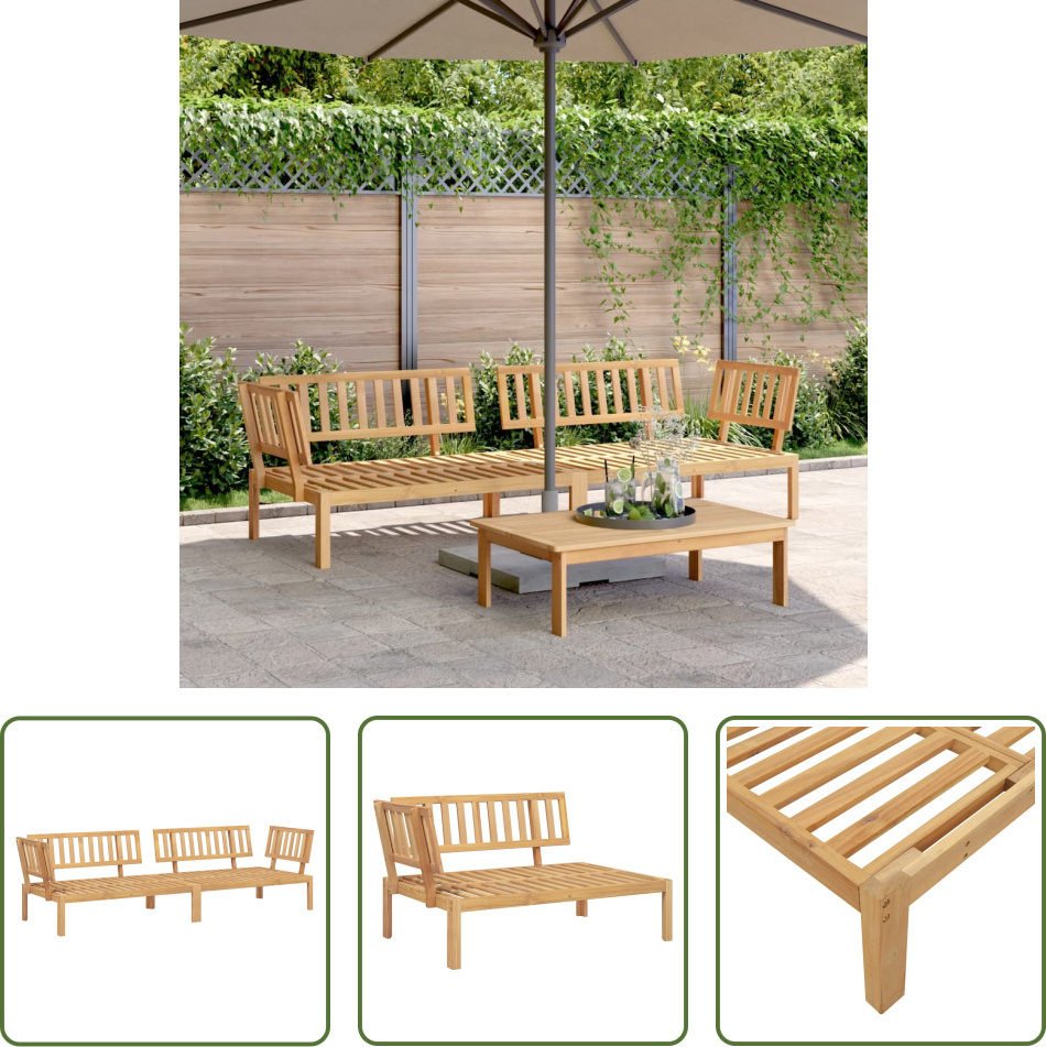 The Living Store Garten-Ecksofas aus Paletten 2 Stk. Massivholz Akazie