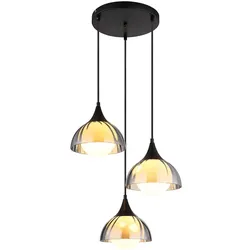 Hängeleuchte Pendelleuchte Esszimmerlampe Rauchglas opal 3-Flammig G9 schwarz