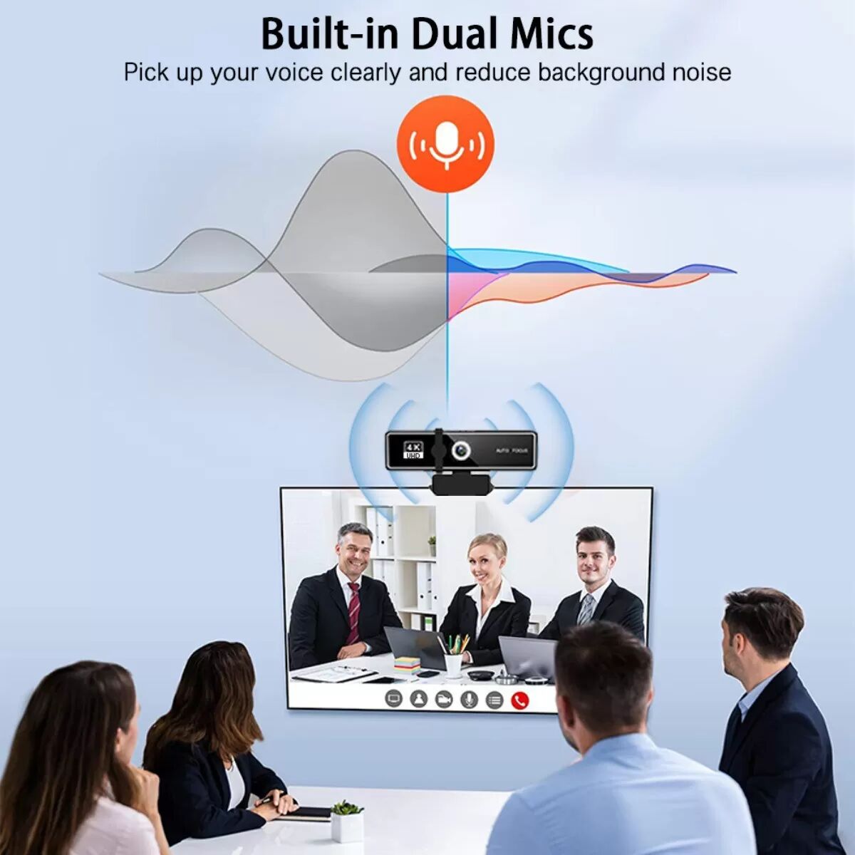 INF Webcam USB W9 4K HD avec Microphone Intégré, Autofocus & Cache de Confidentialité - Blanc