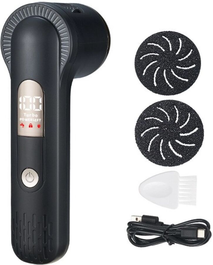 INF Râpe électrique pour pieds rechargeable étanche avec affichage numérique et aspiration – éliminateur de callosités Le noir