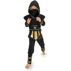 Partydeco Ninja-Kostüm, schwarz, Grösse 116-128 cm (116, 128)