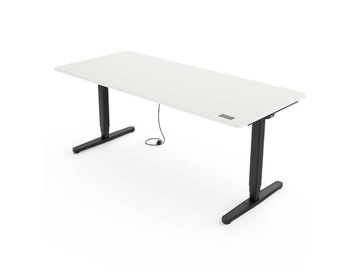Elektrisch höhenverstellbarer Schreibtisch 160x80 cm, Weiß/Schwarz - Yaasa Desk Pro