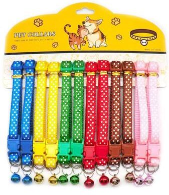 Uplift Essentials Delicate Adjustable Casual Nylon Cat & Dog Collars With Bell Pack Of 12 style 6