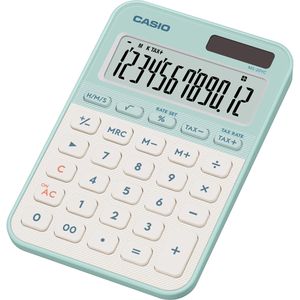 Casio Taschenrechner MS 20YC LG, mit Zeitberechnung, 12-stelliges LC-Display, Solar- & Batteriebetrieb