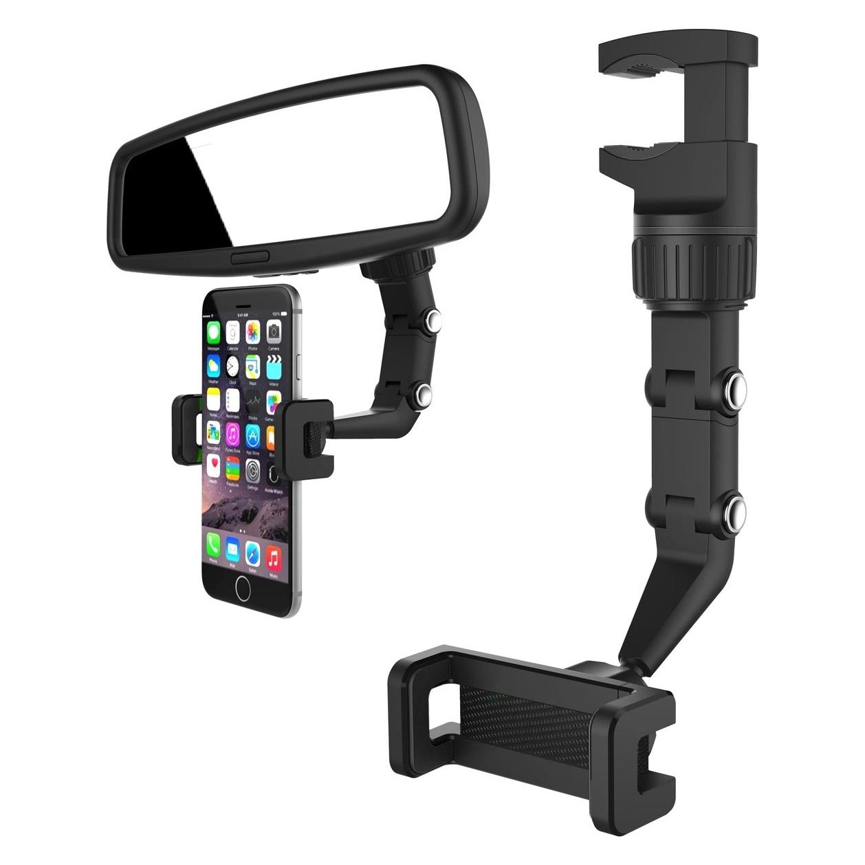 Hurtel Mobile phone holder for the rearview mirror/car - Black (9145576257654)