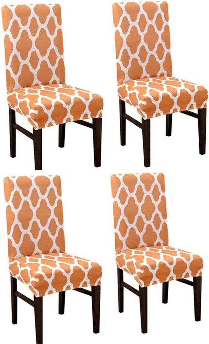 Set van 4 Oranje Stoelhoesjes voor Eetkamerstoelen