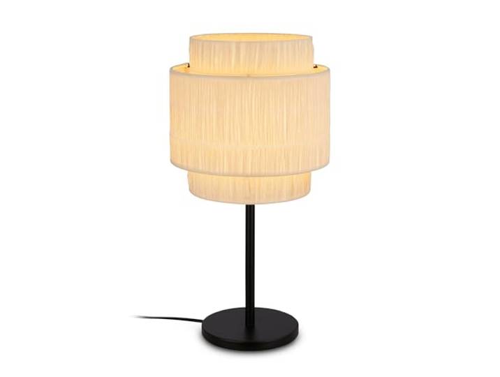 BRILONER - Tischlampe mit Bastschirm, Kabelschalter, E27, max. 10W, Lampe, Boho, aesthetic, Nachttischlampe, Tischleuchte, Dekolampe Flur, Bürolampe, Leselampe, Wohnzimmer, 25x49,5 cm (DxH), Natur