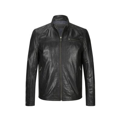 Lederjacke MILESTONE "MSMarco", Herren, Gr. 52, schwarz, Obermaterial: 100% Lammnappaleder LANA., uni, regular fit, Jacken, robuste Metallreißverschlüsse