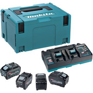 Makita Werkzeugakku Power Source-Kit 40V GEN2, PSKGPT4J, XGT, 40V / 5,0Ah, 4 Akkus, Schnellladegerät & Koffer