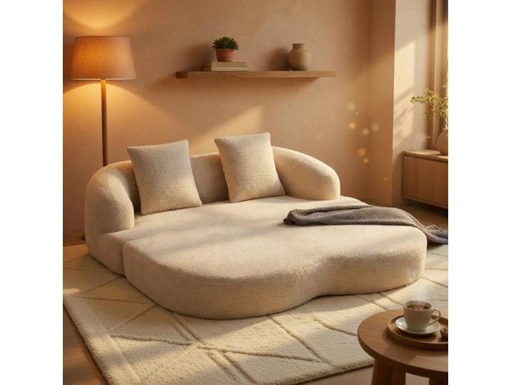 CollaHausse Canapé-lit 2 places convertible chenille kaki avec 2 coussins idéal chambre et salon