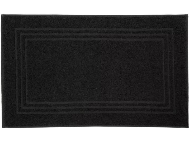 Badematte KLEINE WOLKE Lodge , schwarz, H:80mm, Baumwolle, Badematten, Badematte, Badteppich, Frottier-Qualität, Uni Farben, mit Bordüre