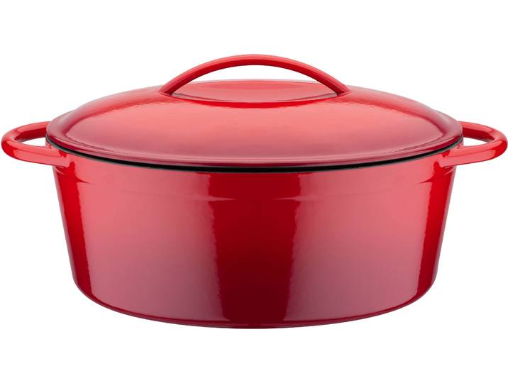 Bräter GSW Red Shadow , rot (rot, schattiert), H:13cm Ø:33cm, Töpfe, Bräter, oval,Dunstzapfen im Deckel z.Garen im eigenen Saft, 33x25cm, Induktion